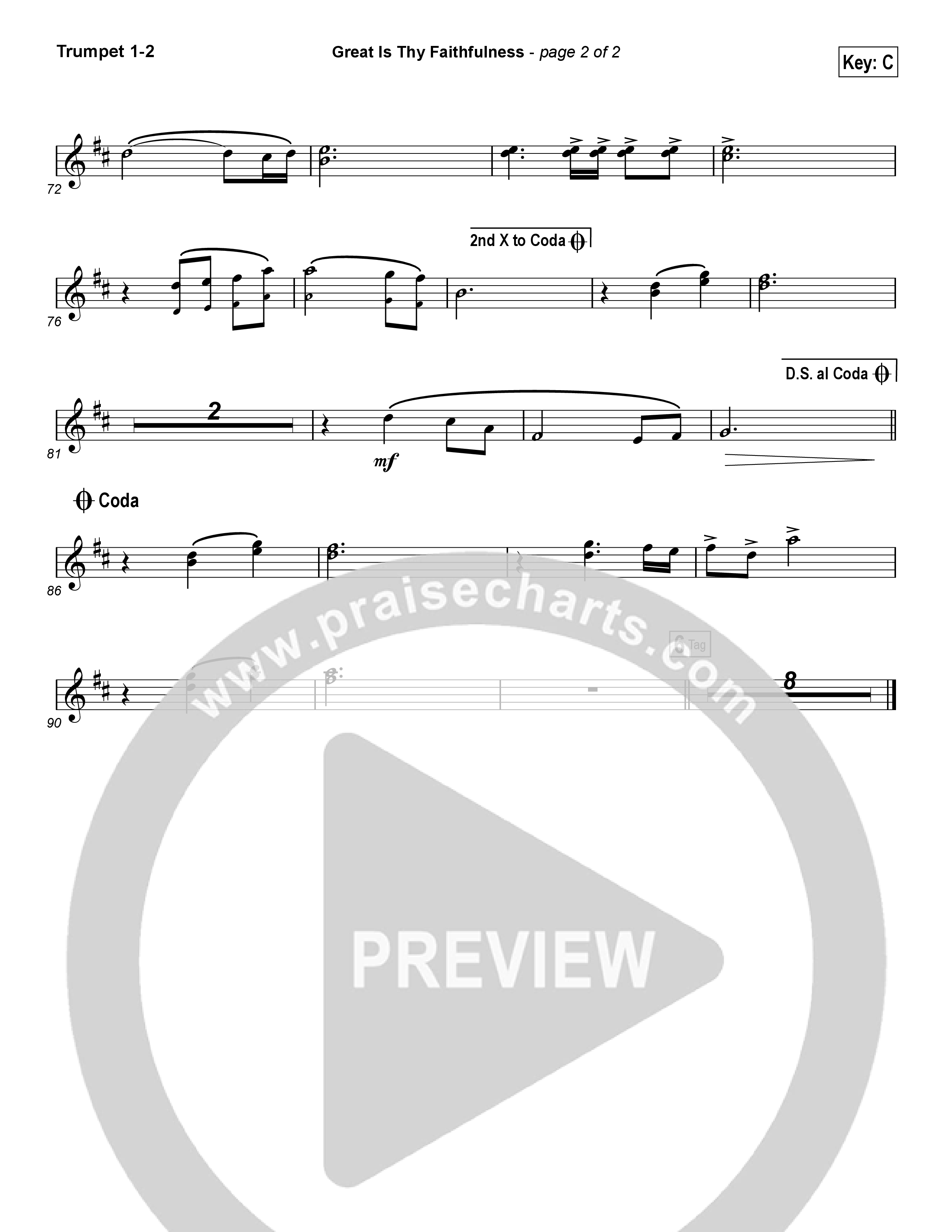 Great Is Thy Faithfulness (Worship Choir SAB) Trumpet 1,2 (Austin Stone Worship / Arr. Luke Gambill)