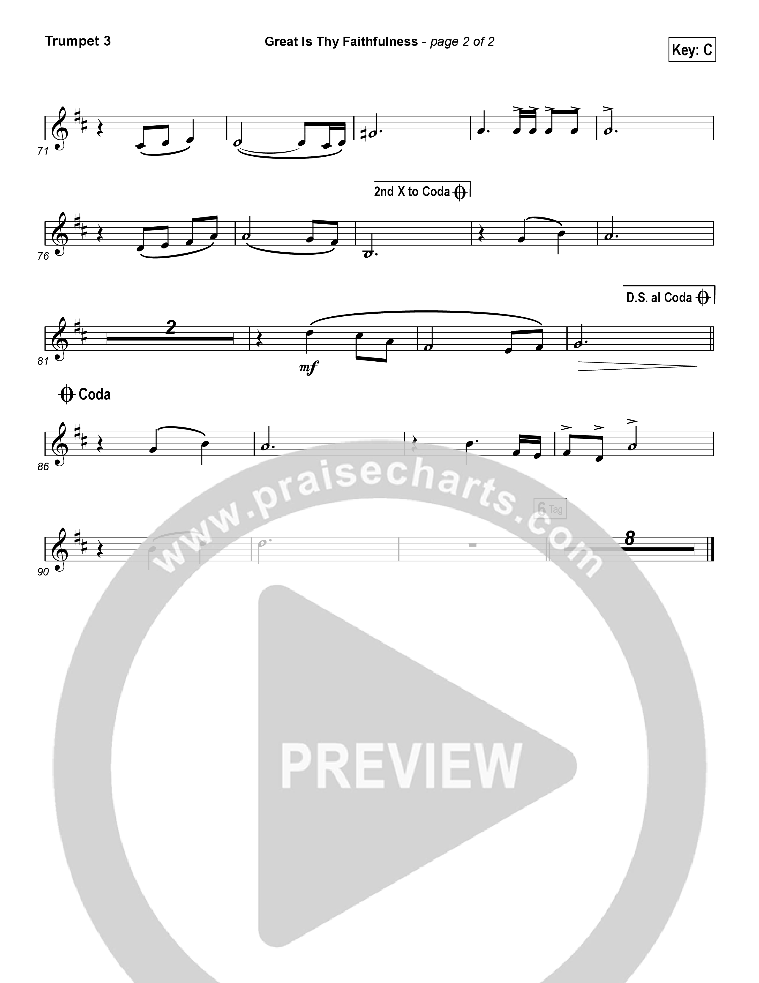 Great Is Thy Faithfulness (Worship Choir SAB) Trumpet 3 (Austin Stone Worship / Arr. Luke Gambill)