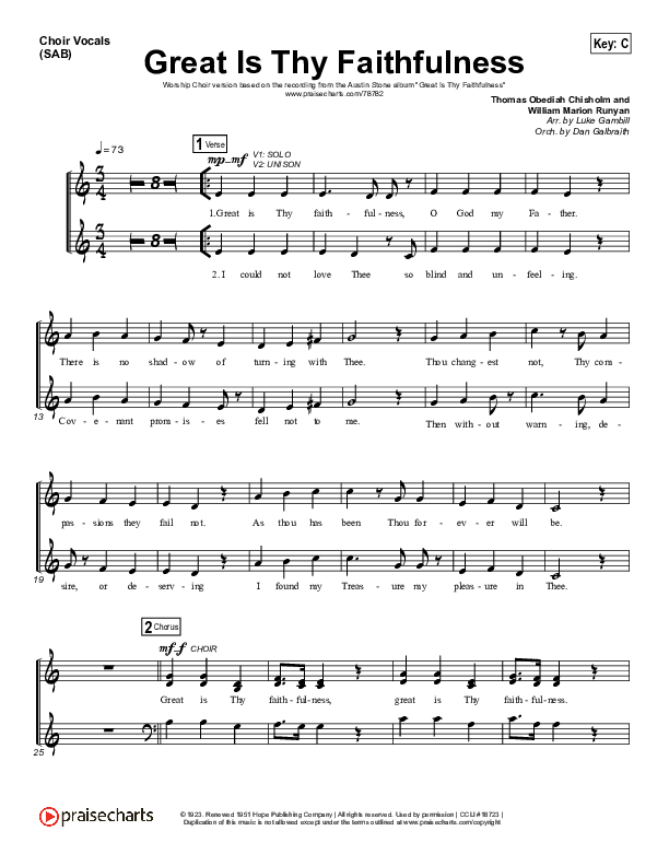 Great Is Thy Faithfulness (Worship Choir SAB) Choir Sheet (SAB) (Austin Stone Worship / Arr. Luke Gambill)