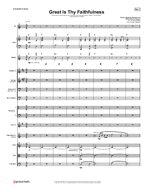 Great Is Thy Faithfulness (Worship Choir SAB) Conductor's Score (Austin Stone Worship / Arr. Luke Gambill)