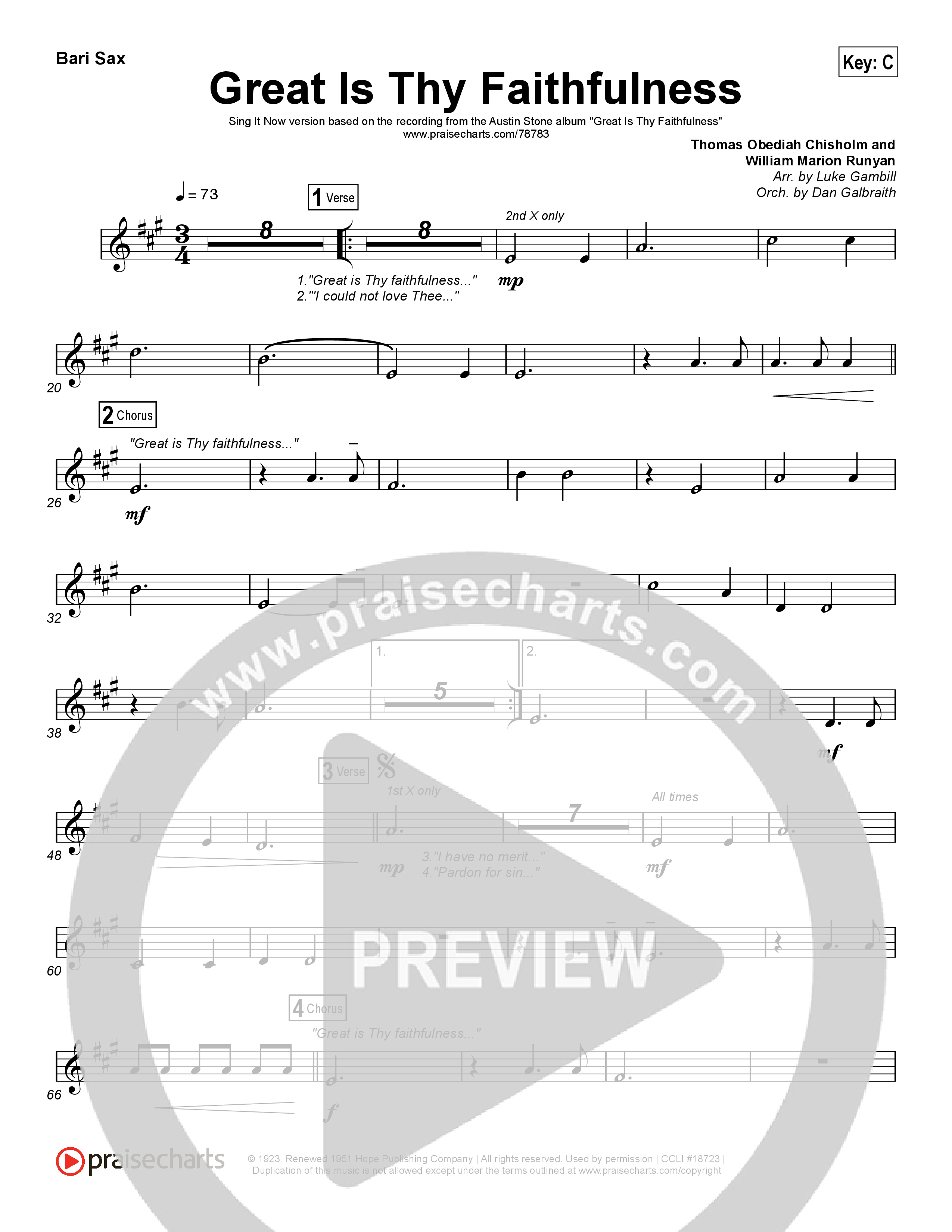 Great Is Thy Faithfulness (Sing It Now SATB) Bari Sax (Austin Stone Worship / Arr. Luke Gambill)