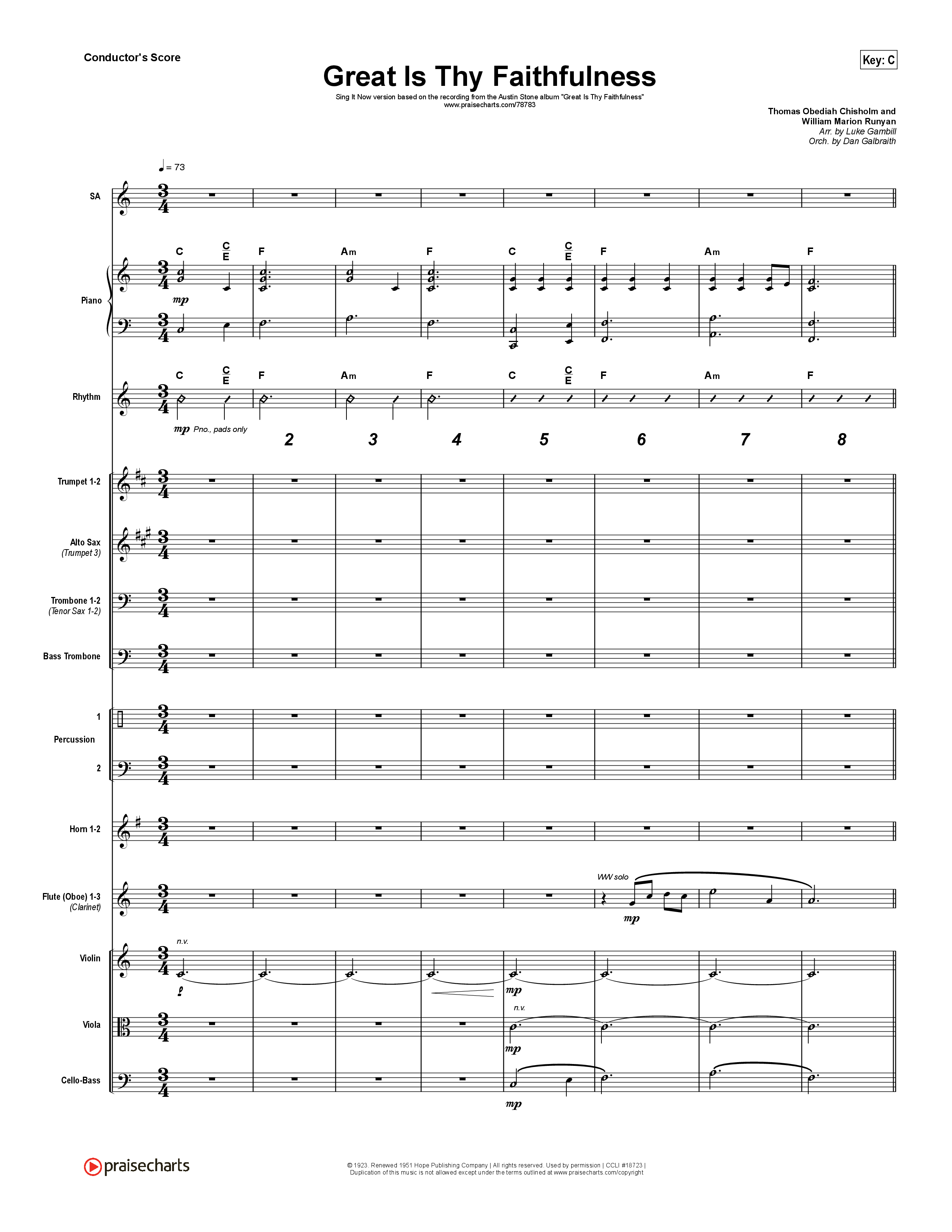 Great Is Thy Faithfulness (Sing It Now SATB) Orchestration (Austin Stone Worship / Arr. Luke Gambill)