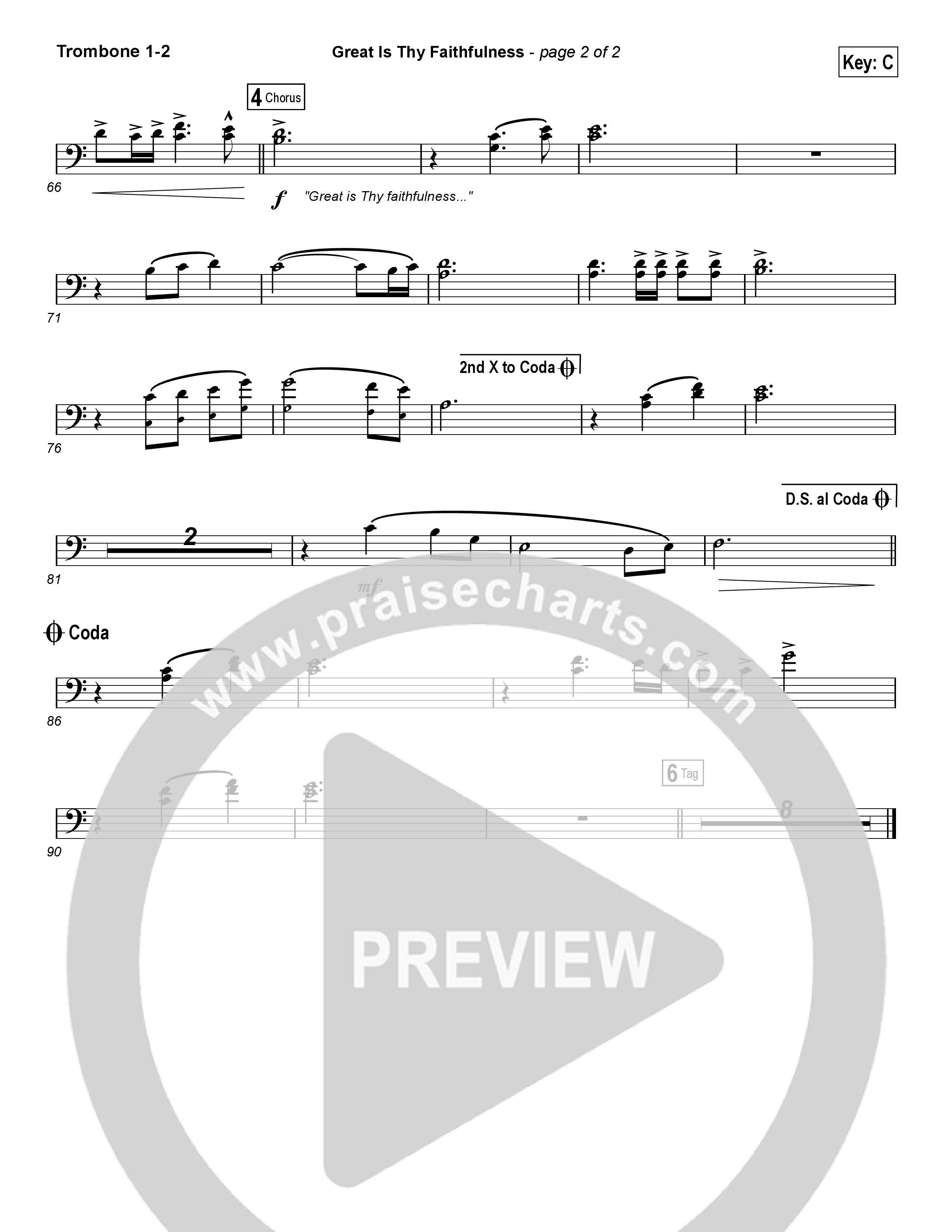 Great Is Thy Faithfulness (Sing It Now SATB) Trombone 1/2 (Austin Stone Worship / Arr. Luke Gambill)