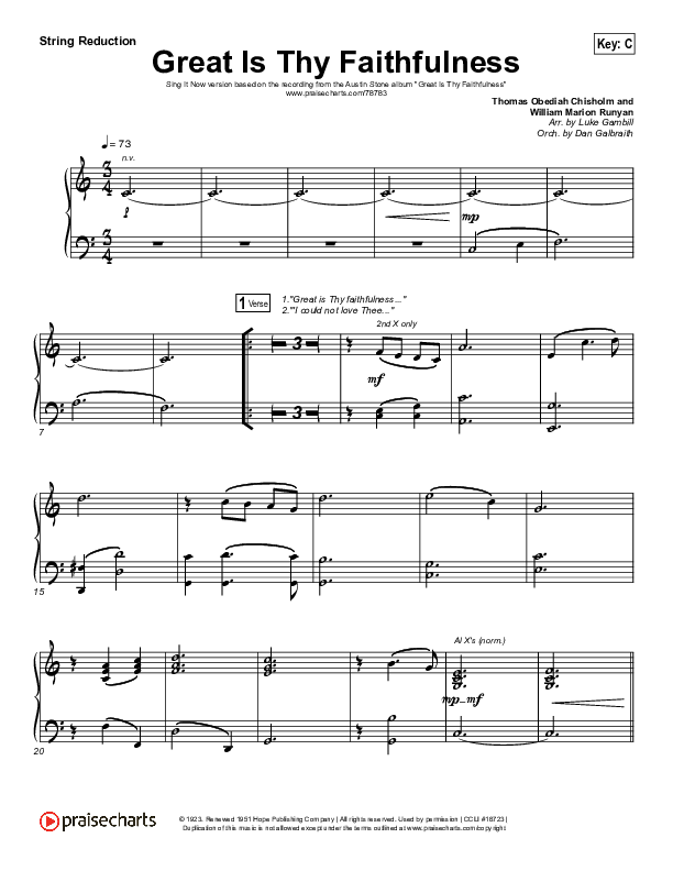 Great Is Thy Faithfulness (Sing It Now SATB) String Reduction (Austin Stone Worship / Arr. Luke Gambill)