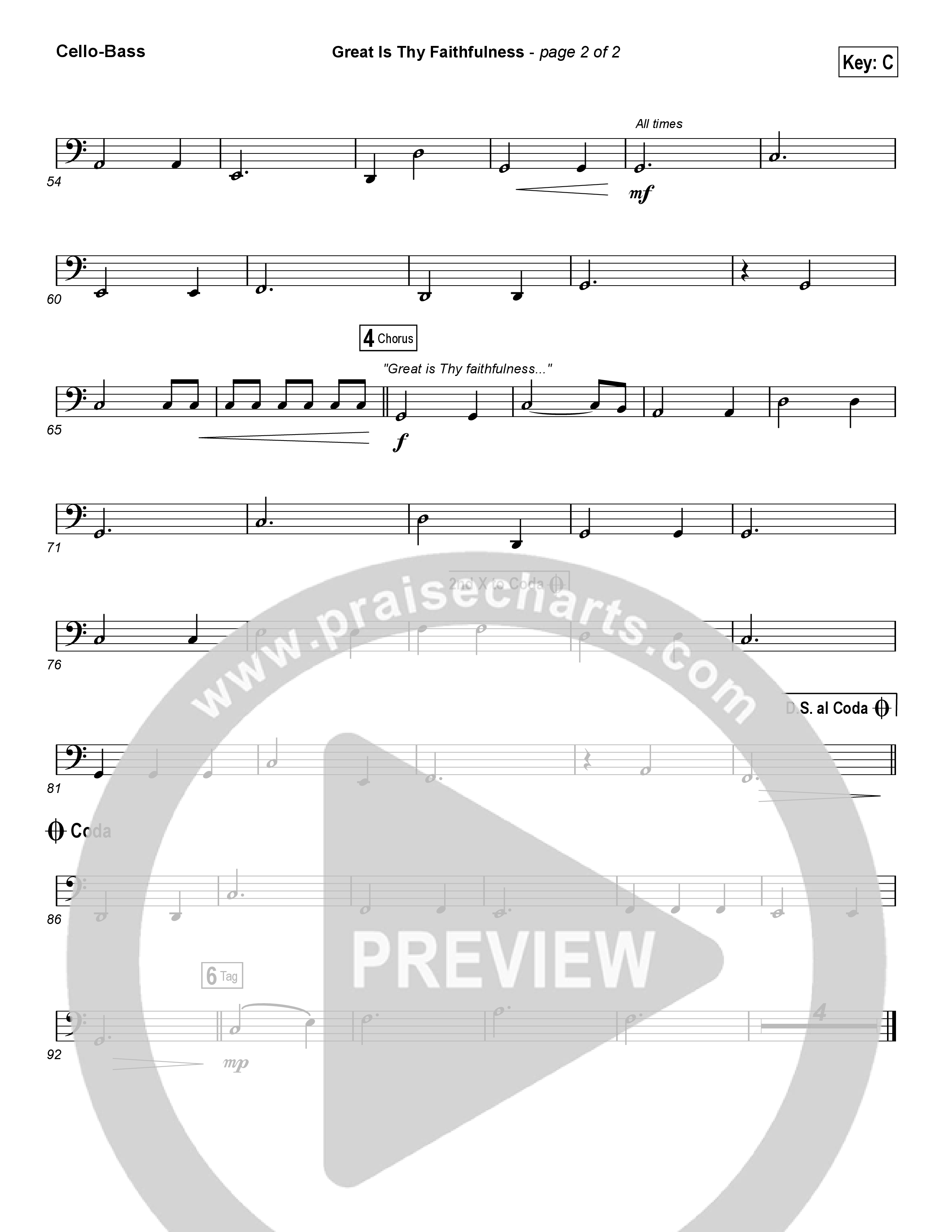 Great Is Thy Faithfulness (Unison/2-Part Choir) Cello/Bass (Austin Stone Worship / Arr. Luke Gambill)