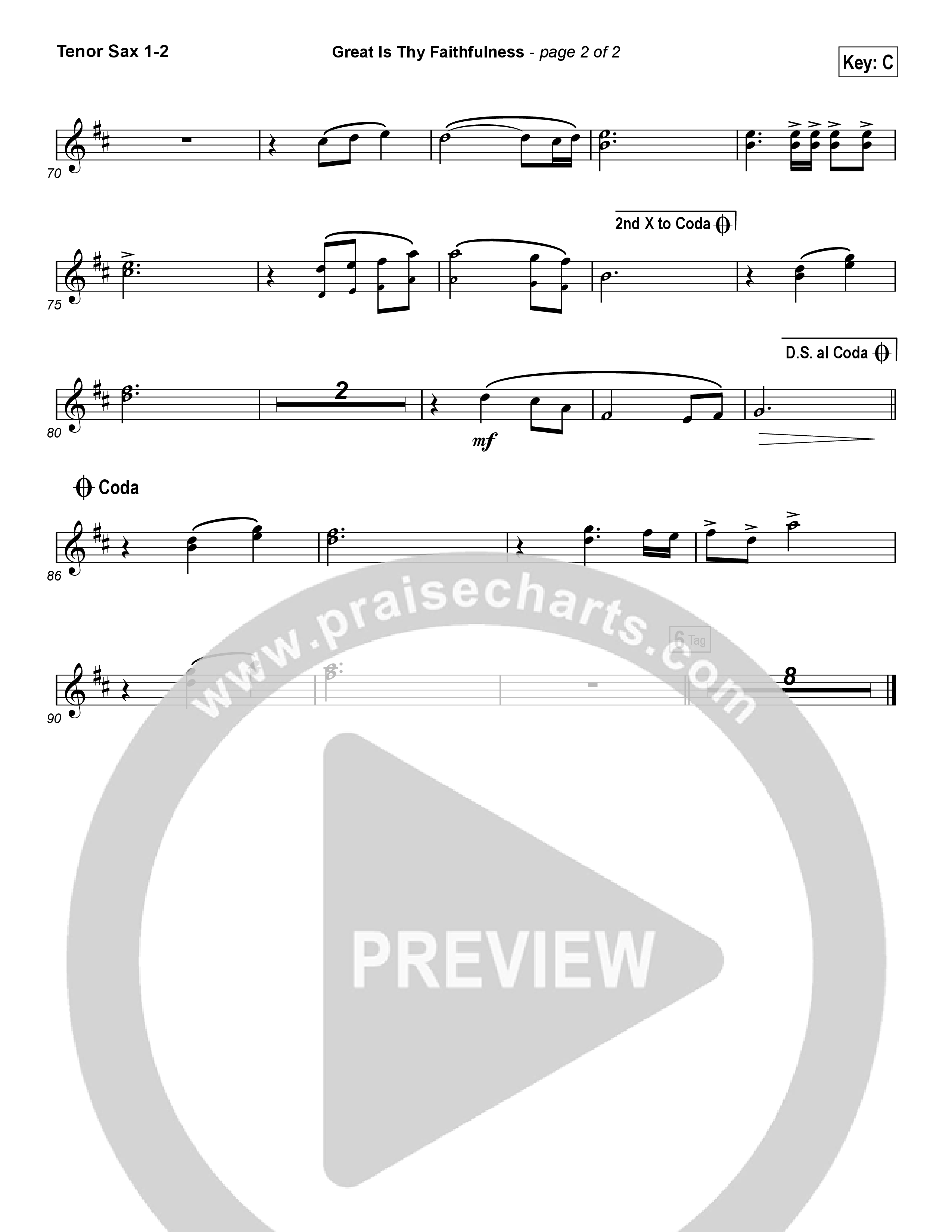 Great Is Thy Faithfulness (Unison/2-Part Choir) Tenor Sax 1/2 (Austin Stone Worship / Arr. Luke Gambill)