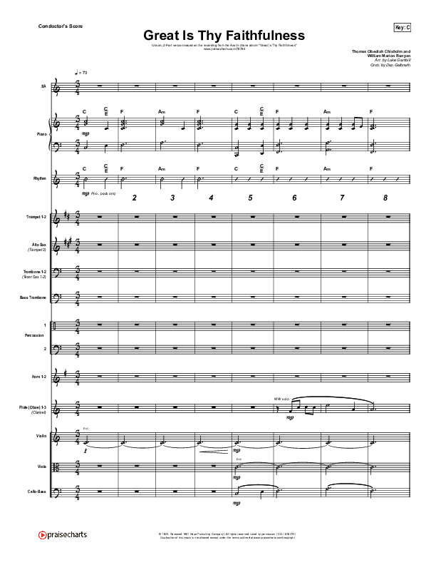 Great Is Thy Faithfulness (Unison/2-Part Choir) Conductor's Score (Austin Stone Worship / Arr. Luke Gambill)