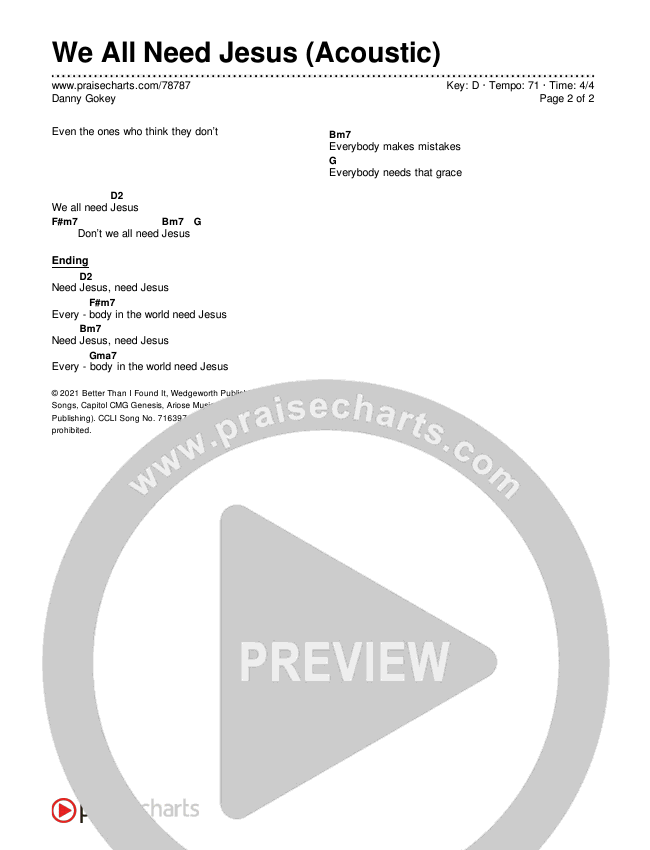We All Need Jesus (Acoustic) Chords & Lyrics (Danny Gokey)