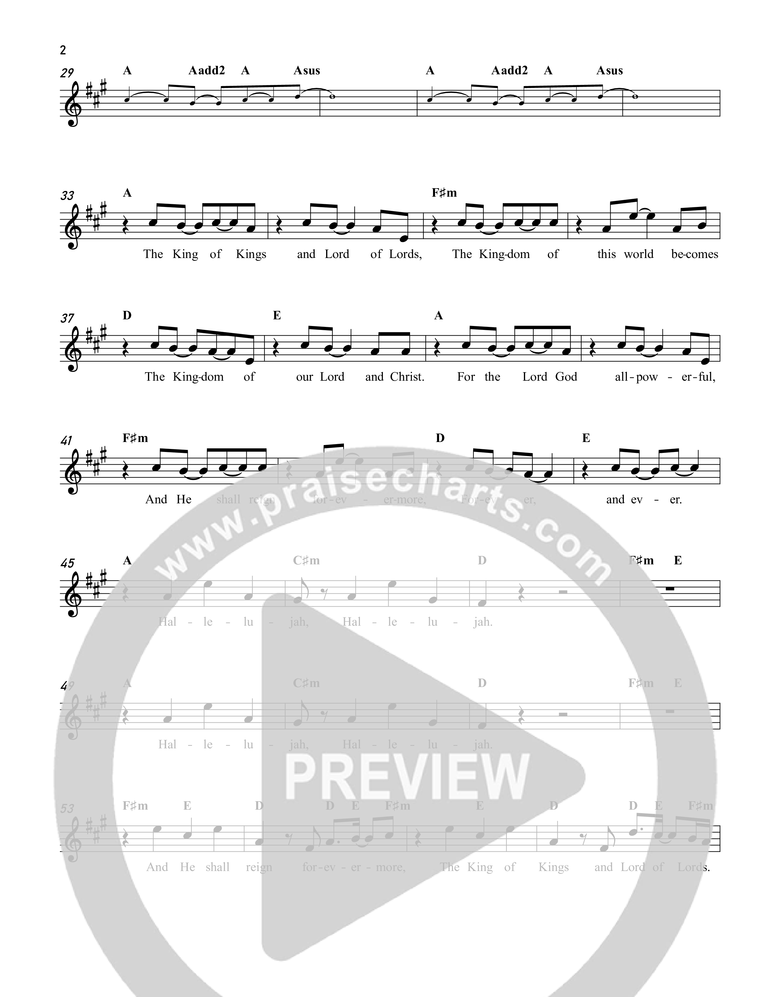 Hallelujah (The Messiah Chorus) Lead Sheet Melody (Reawaken Hymns)