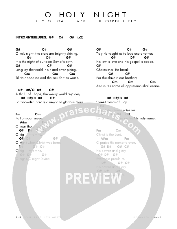 O Holy Night Chord Chart (Reawaken Hymns)