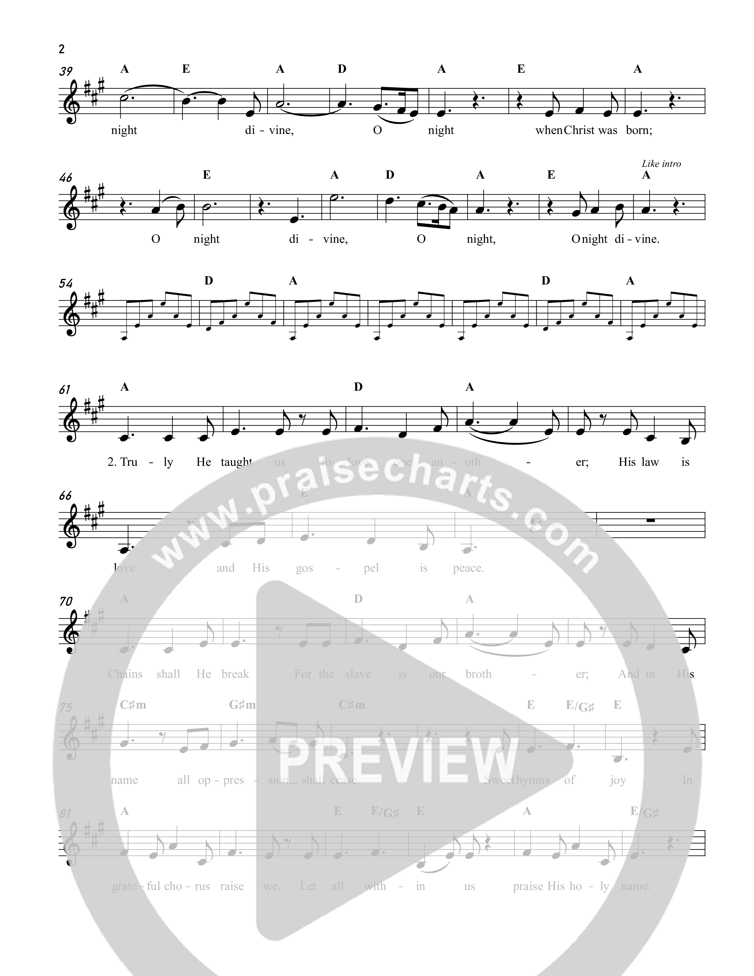O Holy Night Lead Sheet Melody (Reawaken Hymns)