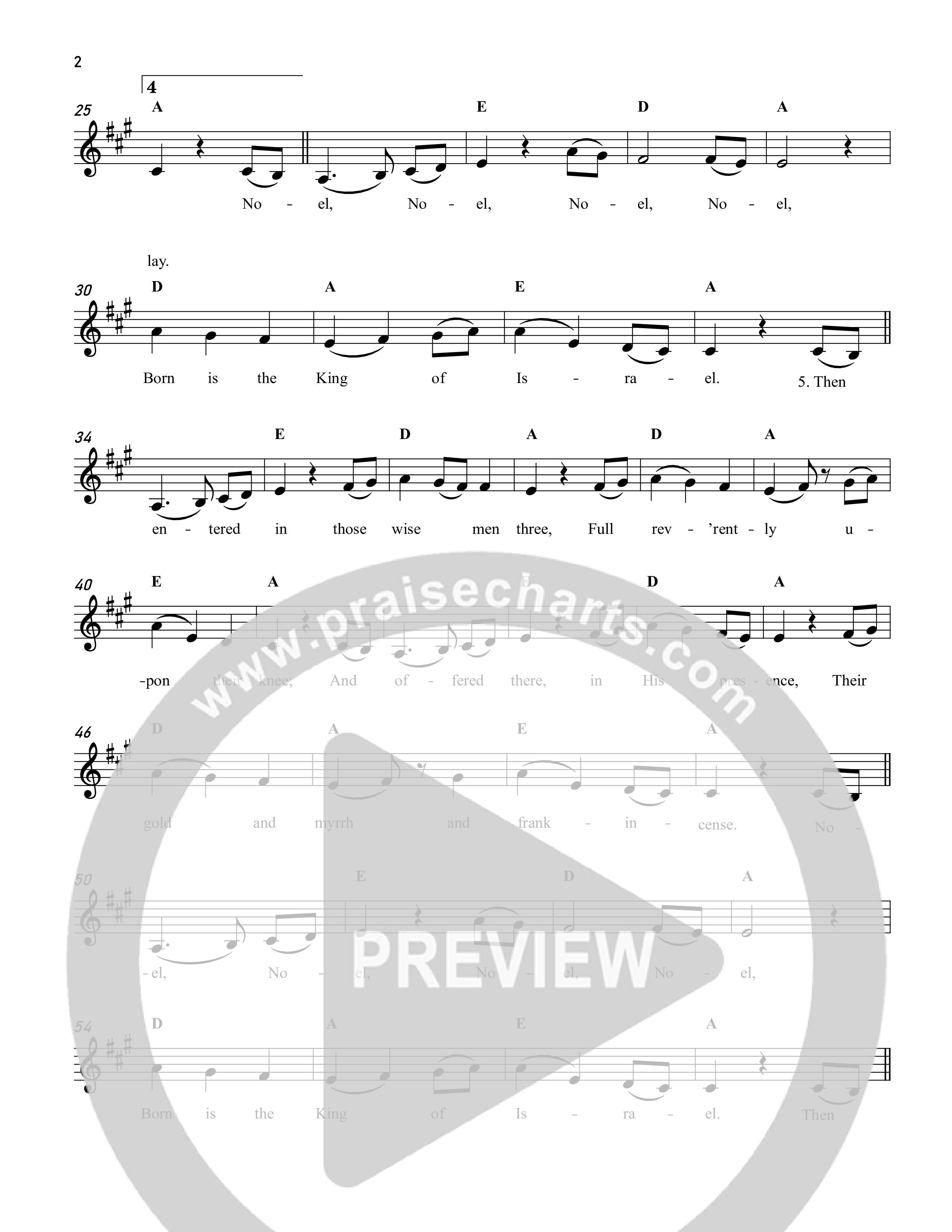 The First Noel Lead Sheet Melody (Reawaken Hymns)