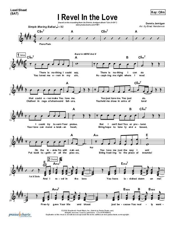I Revel In The Love Lead Sheet (Dennis Jernigan)