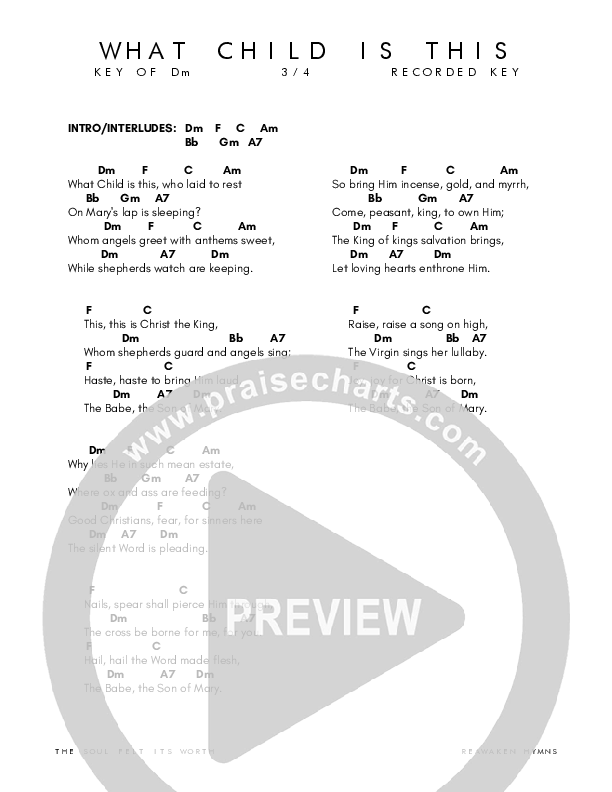 What Child Is This Chord Chart (Reawaken Hymns)
