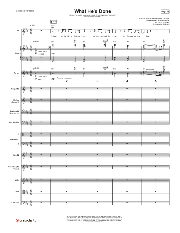 What He's Done (Unison/2-Part Choir) Orchestration (Passion / Kristian Stanfill / Tasha Cobbs Leonard / Anna Golden / Arr. Luke Gambill)