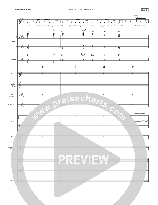 What He's Done (Unison/2-Part Choir) Conductor's Score (Passion / Kristian Stanfill / Tasha Cobbs Leonard / Anna Golden / Arr. Luke Gambill)