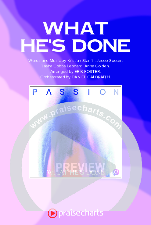 What He's Done (Unison/2-Part Choir) Octavo Cover Sheet (Passion / Kristian Stanfill / Tasha Cobbs Leonard / Anna Golden / Arr. Luke Gambill)