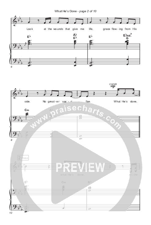 What He's Done (Unison/2-Part Choir) Octavo (Uni/2-Part & Pno) (Passion / Kristian Stanfill / Tasha Cobbs Leonard / Anna Golden / Arr. Luke Gambill)