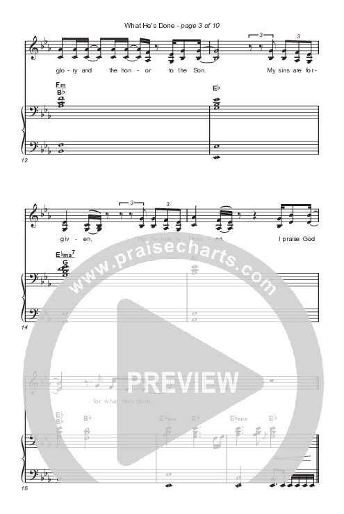 What He's Done (Unison/2-Part Choir) Octavo (Uni/2-Part & Pno) (Passion / Kristian Stanfill / Tasha Cobbs Leonard / Anna Golden / Arr. Luke Gambill)