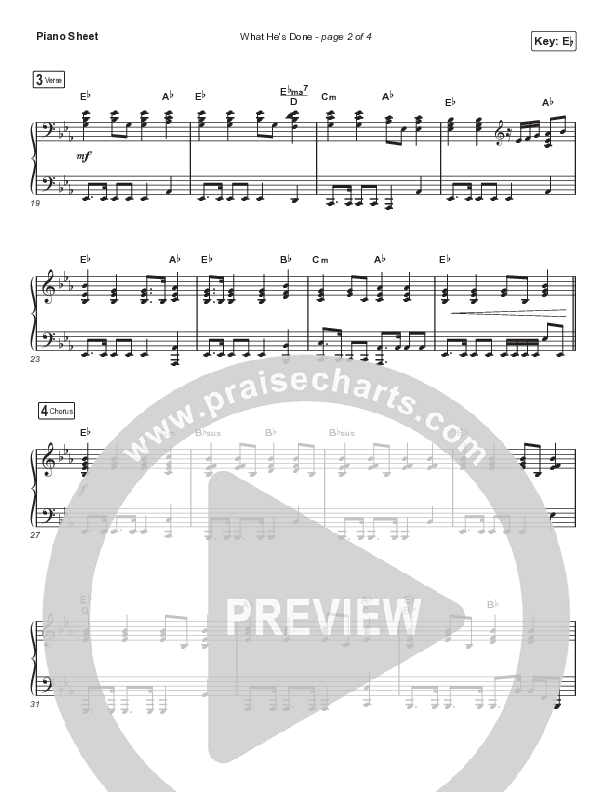 What He's Done (Unison/2-Part Choir) Piano Sheet (Passion / Kristian Stanfill / Tasha Cobbs Leonard / Anna Golden / Arr. Luke Gambill)