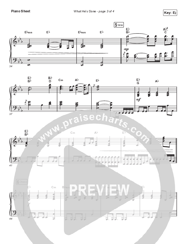 What He's Done (Unison/2-Part Choir) Piano Sheet (Passion / Kristian Stanfill / Tasha Cobbs Leonard / Anna Golden / Arr. Luke Gambill)