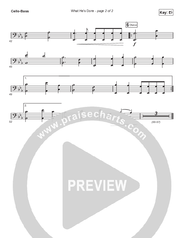 What He's Done (Worship Choir SAB) Cello/Bass (Passion / Kristian Stanfill / Tasha Cobbs Leonard / Anna Golden / Arr. Luke Gambill)