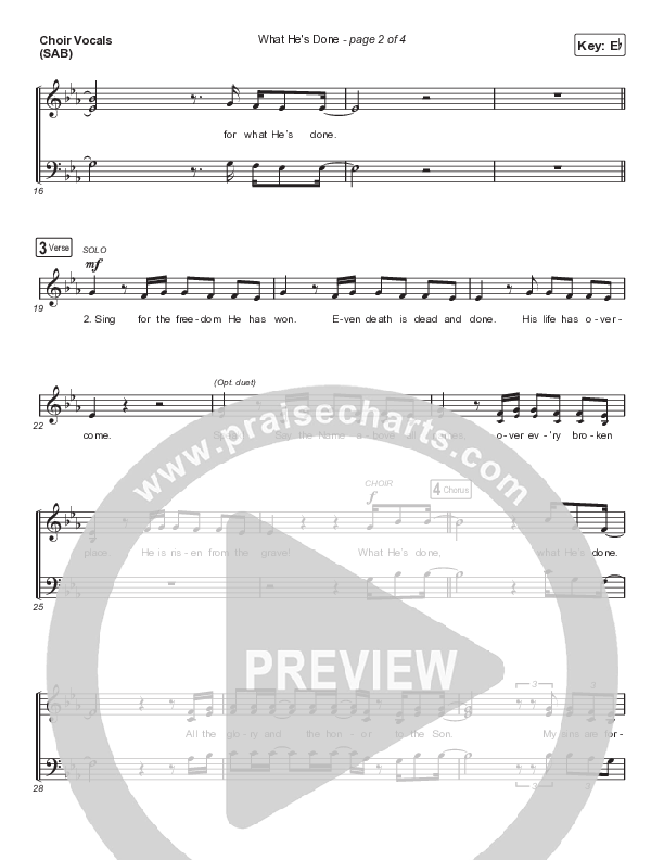 What He's Done (Worship Choir SAB) Choir Sheet (SAB) (Passion / Kristian Stanfill / Tasha Cobbs Leonard / Anna Golden / Arr. Luke Gambill)
