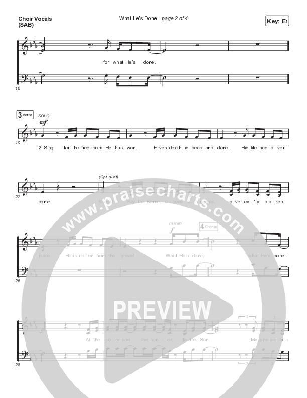 What He's Done (Worship Choir SAB) Choir Sheet (SAB) (Passion / Kristian Stanfill / Tasha Cobbs Leonard / Anna Golden / Arr. Luke Gambill)