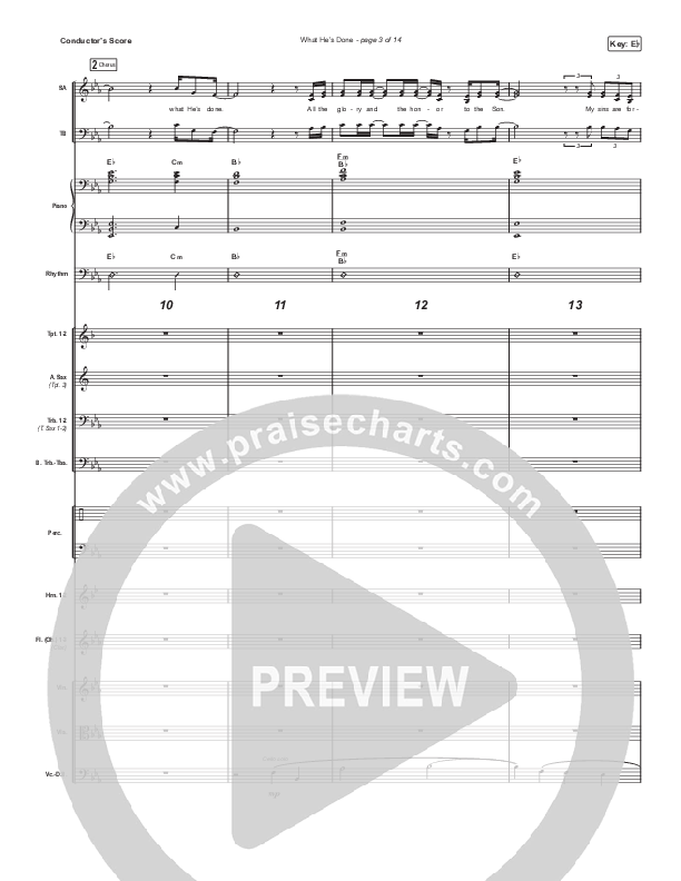 What He's Done (Worship Choir SAB) Conductor's Score (Passion / Kristian Stanfill / Tasha Cobbs Leonard / Anna Golden / Arr. Luke Gambill)