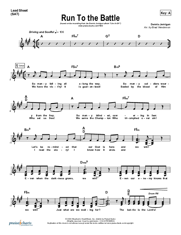 Run To The Battle Lead Sheet (Dennis Jernigan)