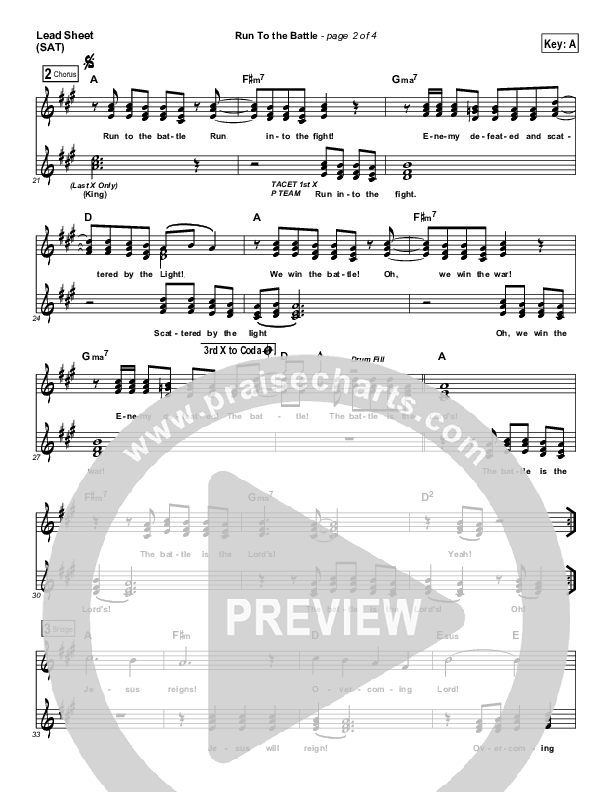 Run To The Battle Lead Sheet (Dennis Jernigan)