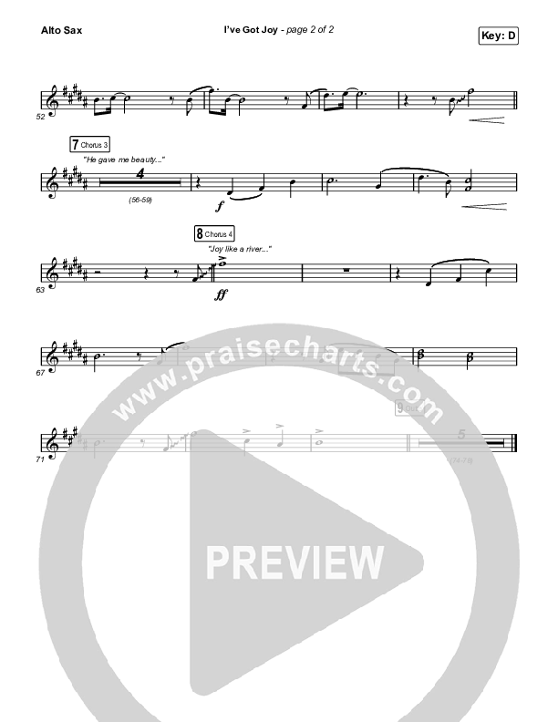 I've Got Joy (Choral Anthem SATB) Sax Pack (CeCe Winans / Arr. Erik Foster)