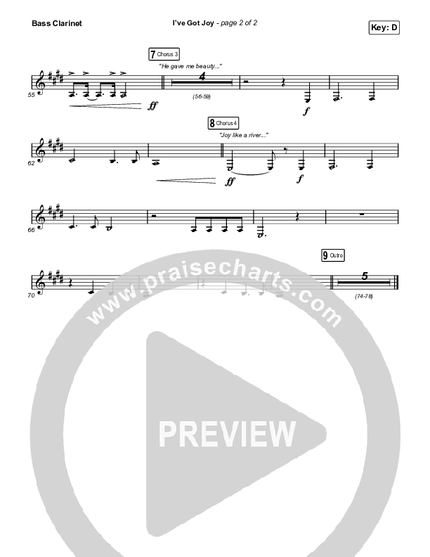 I've Got Joy (Choral Anthem SATB) Bass Clarinet (CeCe Winans / Arr. Erik Foster)