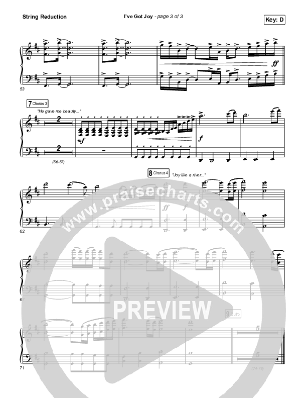 I've Got Joy (Choral Anthem SATB) String Reduction (CeCe Winans / Arr. Erik Foster)