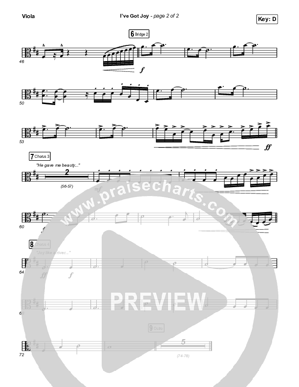 I've Got Joy (Choral Anthem SATB) Viola (CeCe Winans / Arr. Erik Foster)