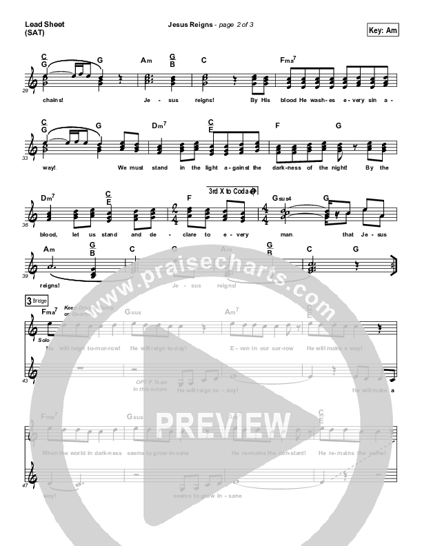 Jesus Reigns Lead Sheet (Dennis Jernigan)