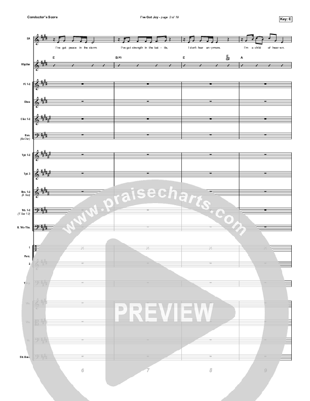 I've Got Joy (Worship Choir SAB) Conductor's Score (CeCe Winans / Arr. Erik Foster)