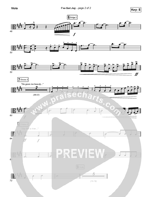 I've Got Joy (Worship Choir SAB) Viola (CeCe Winans / Arr. Erik Foster)