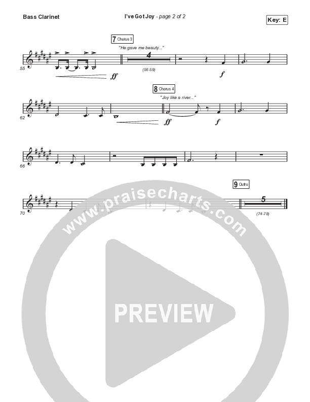 I've Got Joy (Sing It Now SATB) Bass Clarinet (CeCe Winans / Arr. Erik Foster)