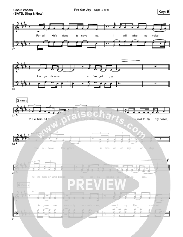 I've Got Joy (Sing It Now SATB) Choir Sheet (SATB) (CeCe Winans / Arr. Erik Foster)