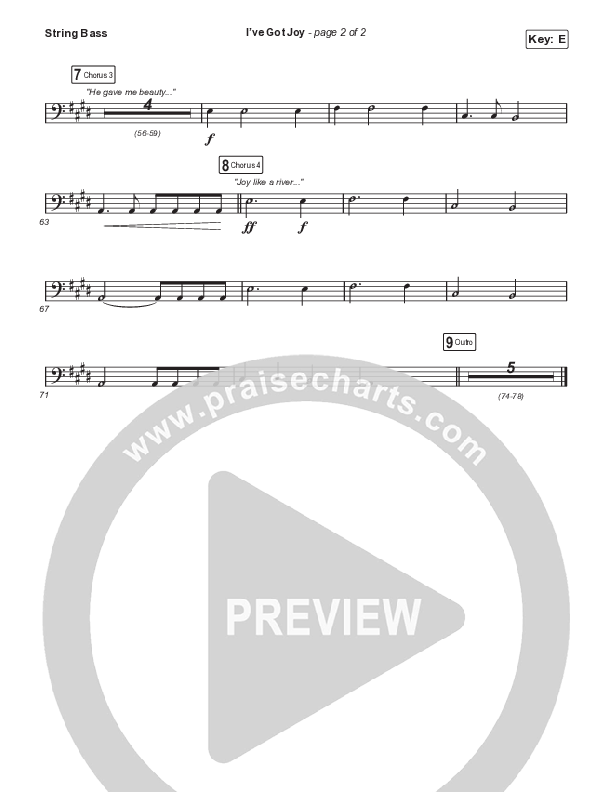 I've Got Joy (Sing It Now SATB) Double Bass (CeCe Winans / Arr. Erik Foster)