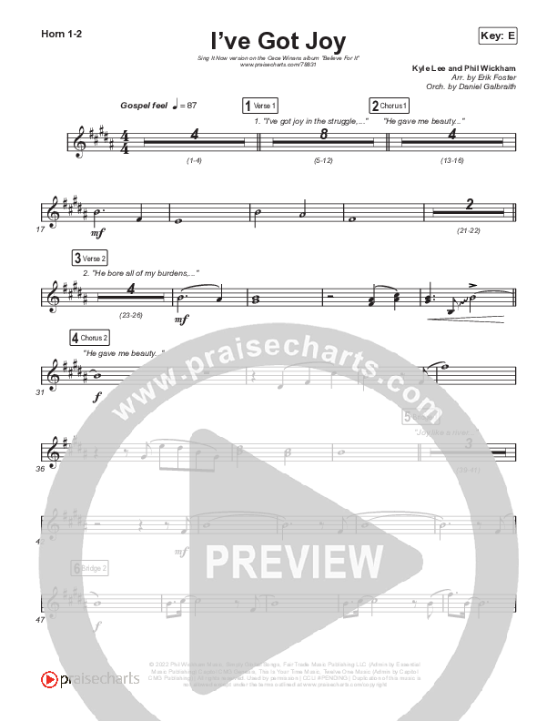I've Got Joy (Sing It Now SATB) Brass Pack (CeCe Winans / Arr. Erik Foster)