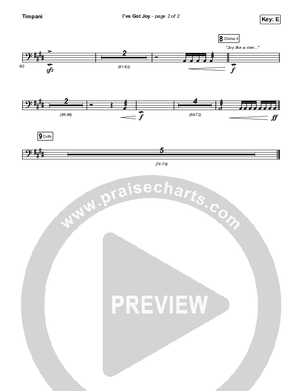 I've Got Joy (Sing It Now SATB) Timpani (CeCe Winans / Arr. Erik Foster)