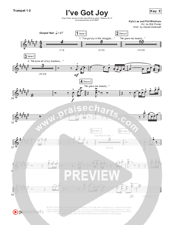 I've Got Joy (Sing It Now SATB) Brass Pack (CeCe Winans / Arr. Erik Foster)