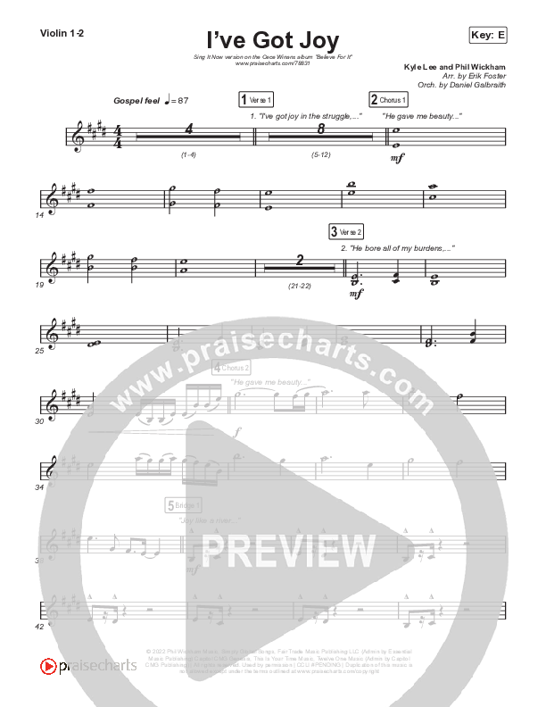 I've Got Joy (Sing It Now SATB) String Pack (CeCe Winans / Arr. Erik Foster)