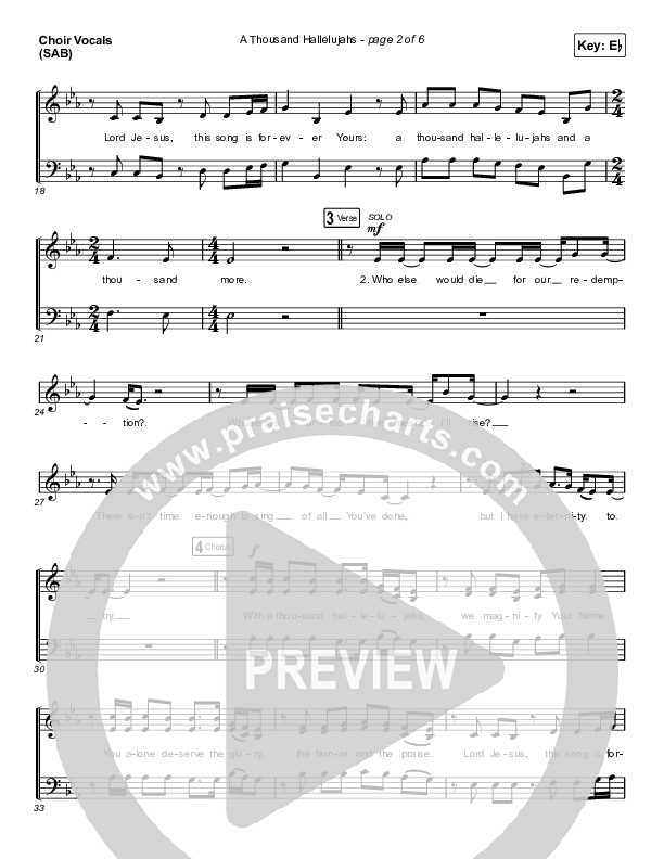 A Thousand Hallelujahs (Worship Choir SAB) Choir Sheet (SAB) (Brooke Ligertwood / Arr. Luke Gambill)