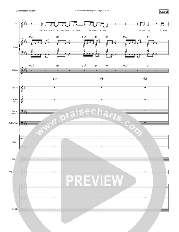 A Thousand Hallelujahs (Worship Choir SAB) Conductor's Score (Brooke Ligertwood / Arr. Luke Gambill)