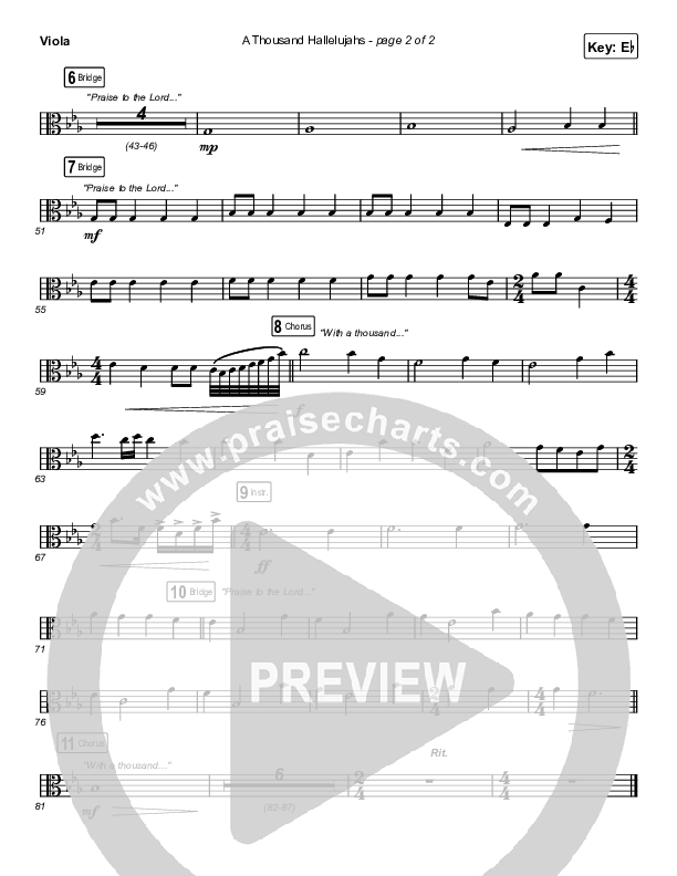 A Thousand Hallelujahs (Worship Choir SAB) Viola (Brooke Ligertwood / Arr. Luke Gambill)