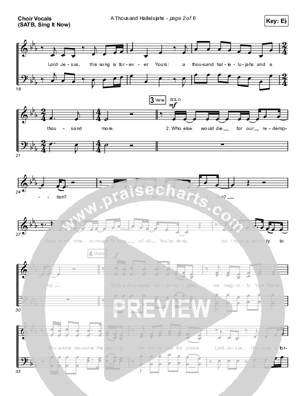 A Thousand Hallelujahs (Sing It Now SATB) Choir Sheet (SATB) (Brooke Ligertwood / Arr. Luke Gambill)