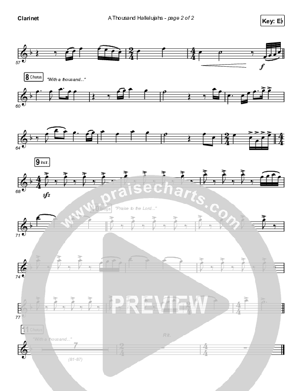 A Thousand Hallelujahs (Sing It Now SATB) Clarinet (Brooke Ligertwood / Arr. Luke Gambill)